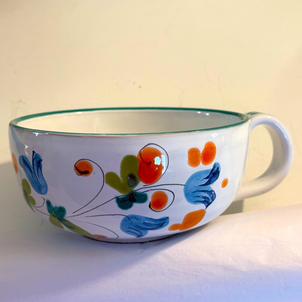 Hand Painted Big Soup/Cereal Bowl Multicolored From Italy.